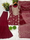 Tew Heavy Georgette Embroidery Work Top With Sharara Dupatta Exporters In India